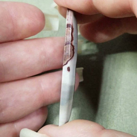 Red and Grey Chohua Jasper * Drilled Cabochon Pendant Stone * 57 x 21.5 x 7.5mm - Picture 9 of 12